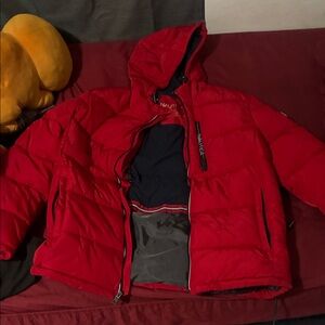 Nautica Men's Vibrant Red Puffer Coat